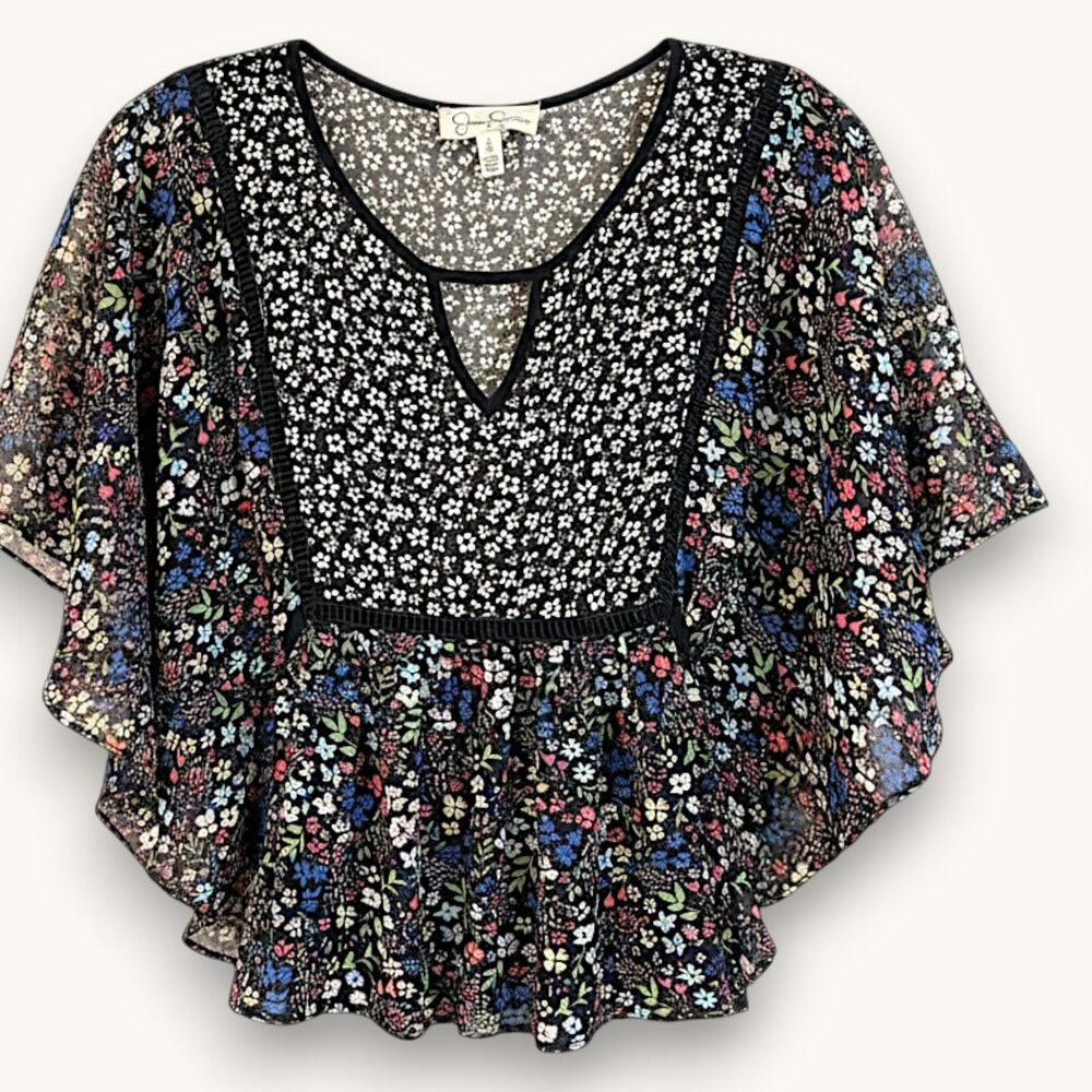 Jessica Simpson Maternity Butterfly Sleeve Adjustable Blouse SM